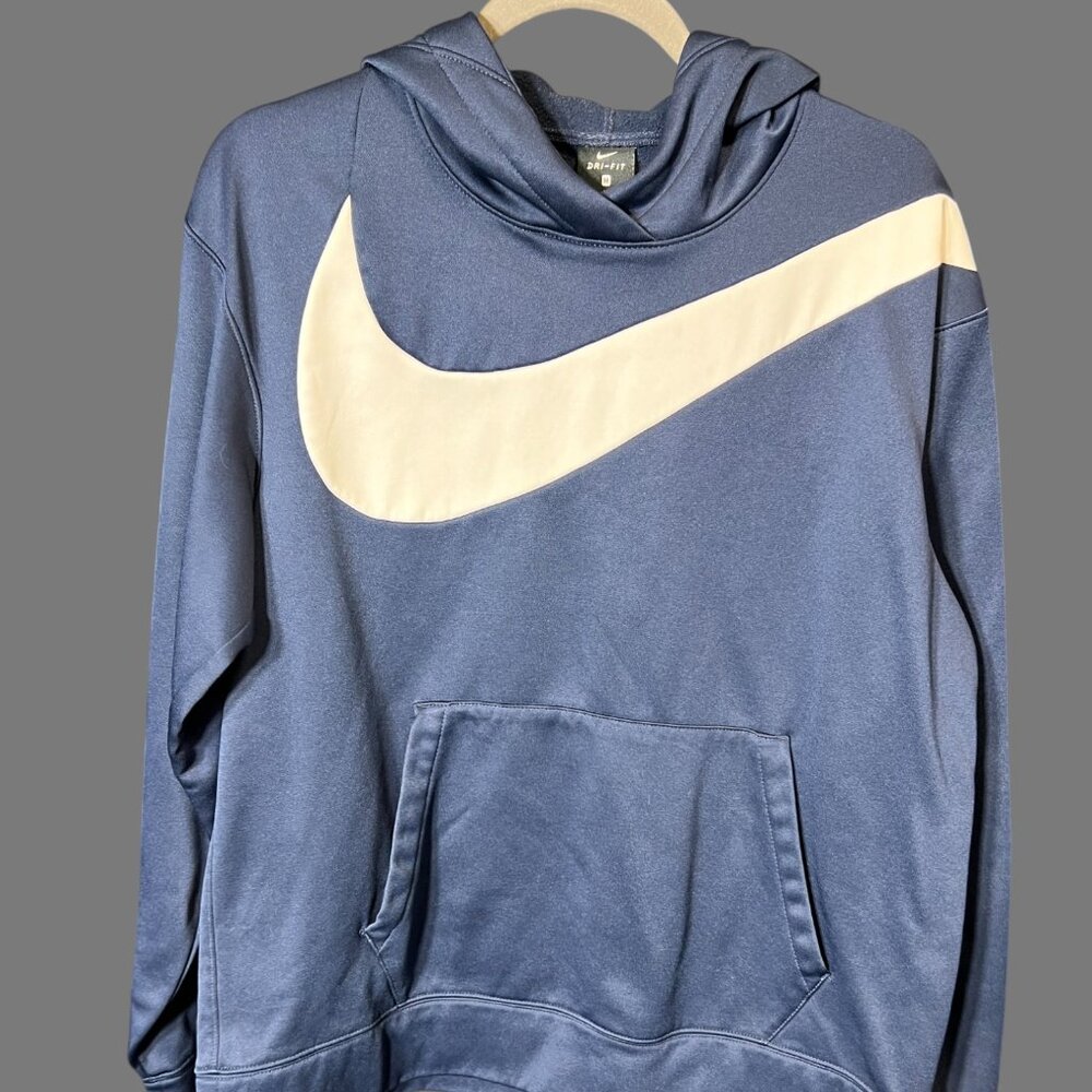 Nike Blue Swoosh Hoodie with Kangaroo Pocket SZ M